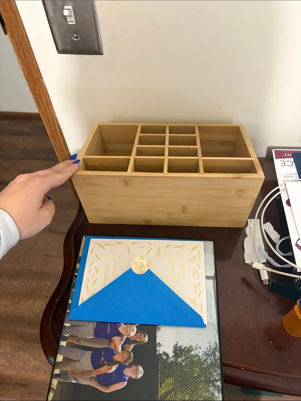 Bamboo Multi-Compartment Desk Organizer - Natural Bamboo